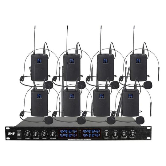 YT8 Wireless 8 Channel UHF Handheld Microphone for Stage Show 8 BodyPacks