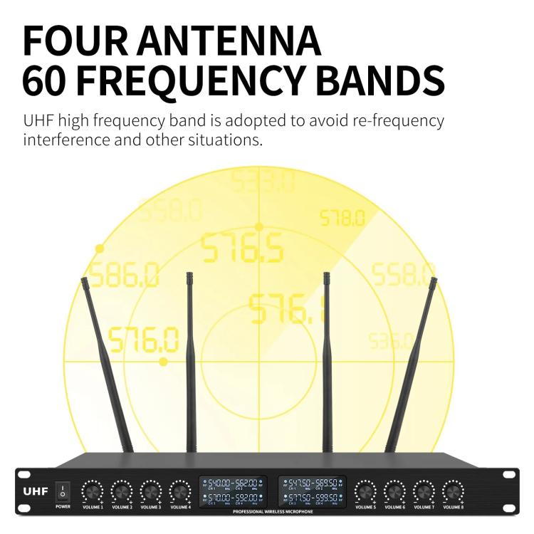 YT8 Wireless 8 Channel UHF Handheld Microphone for Stage Show 8 Short Microphones - Microphone by buy2fix | Online Shopping UK | buy2fix