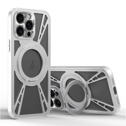 For iPhone 13 Pro Cooling Hollow Metal Holder MagSafe Phone Case(Silver) - iPhone 13 Pro Cases by buy2fix | Online Shopping UK | buy2fix