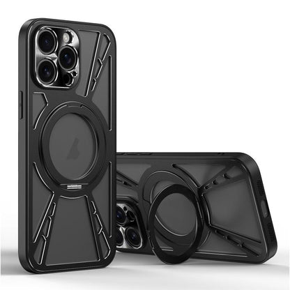 For iPhone 13 Pro Max Cooling Hollow Metal Holder MagSafe Phone Case(Black) - iPhone 13 Pro Max Cases by buy2fix | Online Shopping UK | buy2fix