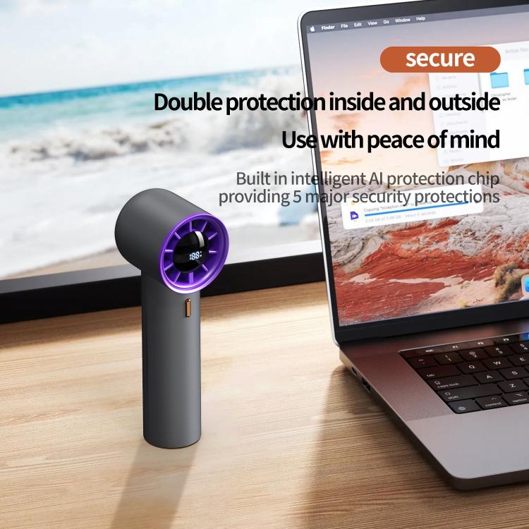 HX-F368 Smart Digital Display High Speed Handheld Fan(White) - Electric Fans by buy2fix | Online Shopping UK | buy2fix