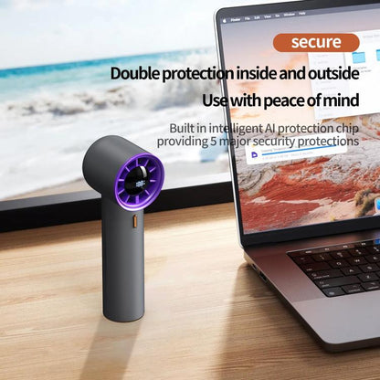 HX-F368 Smart Digital Display High Speed Handheld Fan(White) - Electric Fans by buy2fix | Online Shopping UK | buy2fix