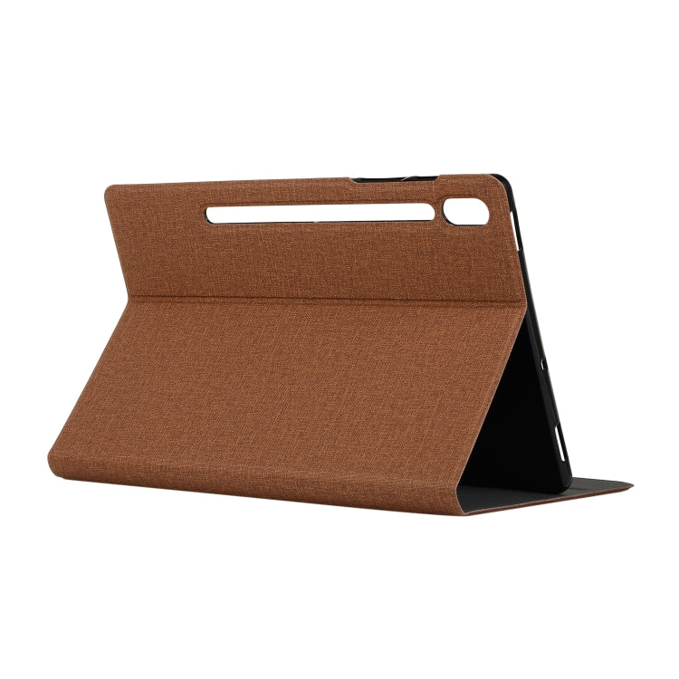For Samsung Galaxy Tab S8+ / Tab S8 Plus / Tab S7 FE / Tab S7+ / T970 Fabric Texture Horizontal Flip PU Leather Case with Holder(Brown) by buy2fix