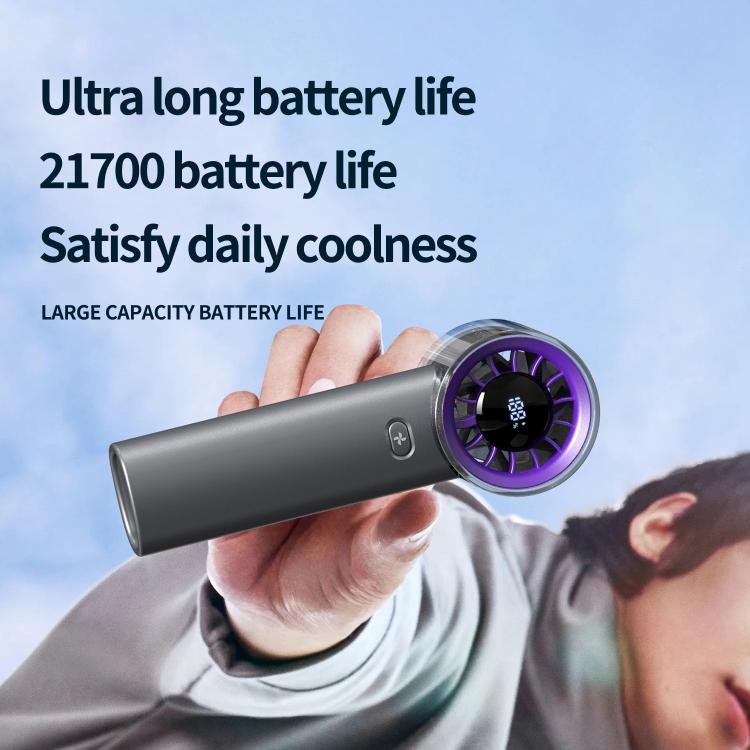 HX-F369 LED Digital Display High Speed Handheld Fan(Dark Grey) - Electric Fans by buy2fix | Online Shopping UK | buy2fix