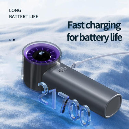 HX-F369 LED Digital Display High Speed Handheld Fan(White) - Electric Fans by buy2fix | Online Shopping UK | buy2fix