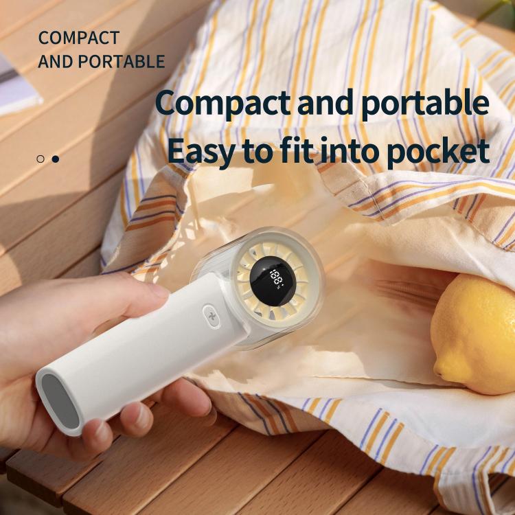 HX-F369 LED Digital Display High Speed Handheld Fan(White) - Electric Fans by buy2fix | Online Shopping UK | buy2fix