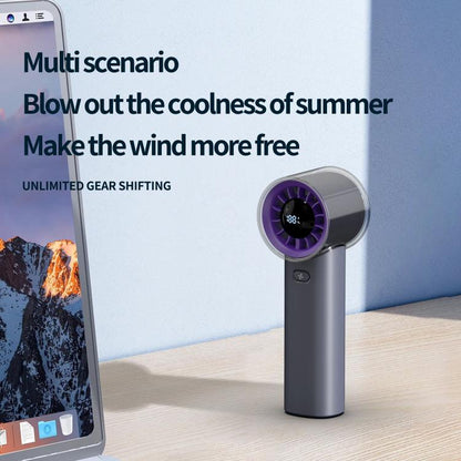 HX-F369 LED Digital Display High Speed Handheld Fan(Dark Grey) - Electric Fans by buy2fix | Online Shopping UK | buy2fix