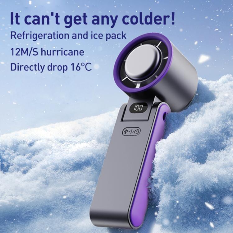 Y19 Smart Ice Compress Folding Handheld Fan(Ice Blue Purple) - Electric Fans by buy2fix | Online Shopping UK | buy2fix