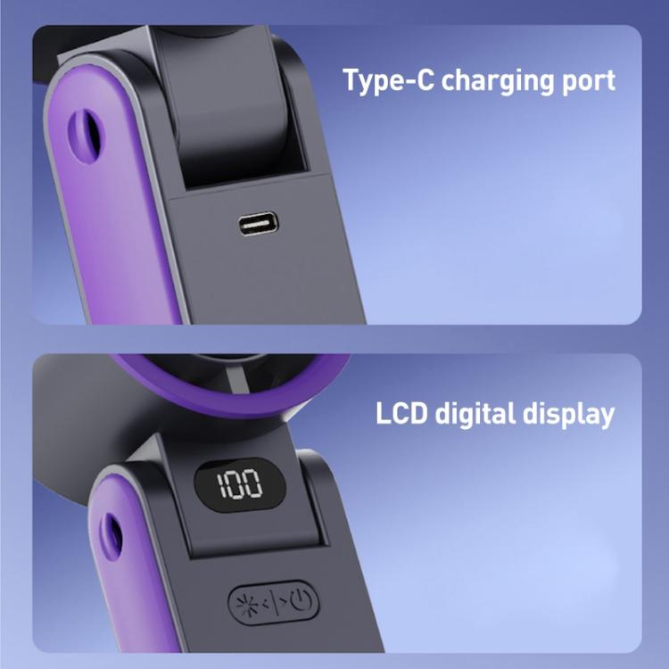 Y19 Smart Ice Compress Folding Handheld Fan(Ice Blue Purple) - Electric Fans by buy2fix | Online Shopping UK | buy2fix