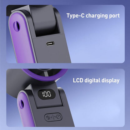 Y19 Smart Ice Compress Folding Handheld Fan(Dark Grey Purple) - Electric Fans by buy2fix | Online Shopping UK | buy2fix