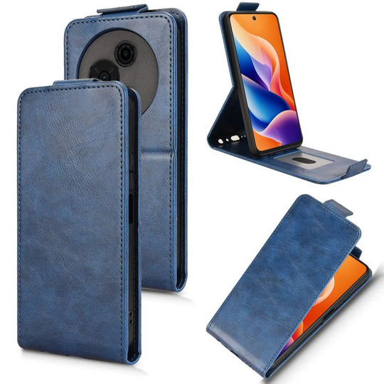 For TCL 605 Magnetic Vertical Flip Leather Phone Case with Buckle(Blue)