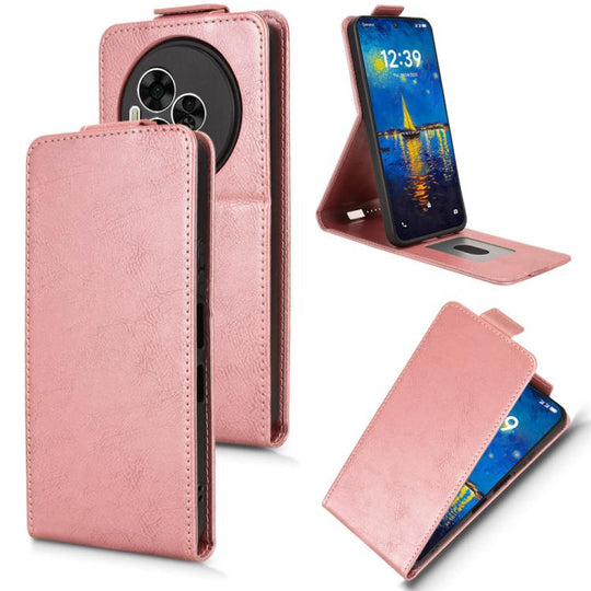 For TCL NxtPaper 60 Ultra 5G Magnetic Vertical Flip Leather Phone Case with Buckle(Rose Gold)