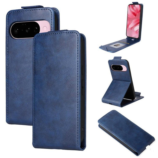 For Google Pixel 10 5G / 10 Pro 5G Magnetic Vertical Flip Leather Phone Case with Buckle(Blue)