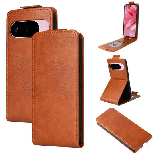 For Google Pixel 10 5G / 10 Pro 5G Magnetic Vertical Flip Leather Phone Case with Buckle(Brown)