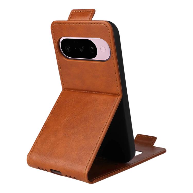 For Google Pixel 10 5G / 10 Pro 5G Magnetic Vertical Flip Leather Phone Case with Buckle(Brown) - Google Cases by buy2fix | Online Shopping UK | buy2fix