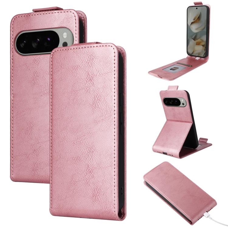 For Google Pixel 10 Pro XL 5G Magnetic Vertical Flip Leather Phone Case with Buckle(Rose Gold) - Google Cases by buy2fix | Online Shopping UK | buy2fix