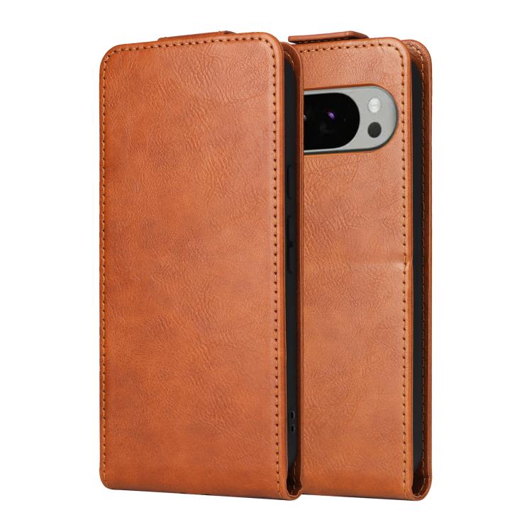 For Google Pixel 10 Pro XL 5G Magnetic Vertical Flip Leather Phone Case with Buckle(Brown) - Google Cases by buy2fix | Online Shopping UK | buy2fix
