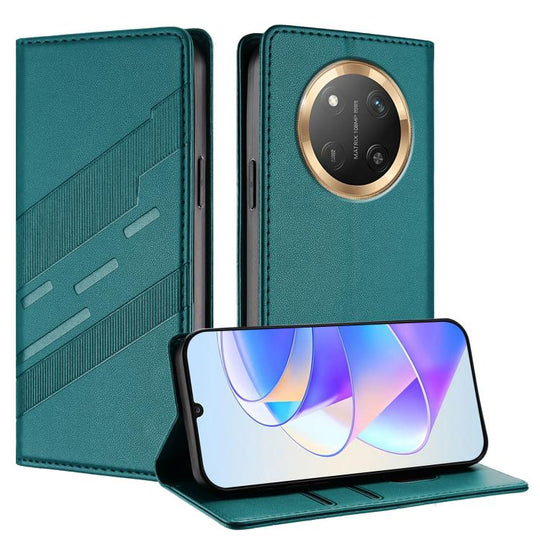 For Honor X9c / Magic7 Lite Embossed Multi-functional Wallet Retro Leather Phone Case(Dark Green)