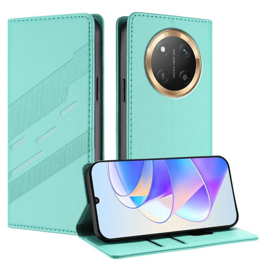 For Honor X9c / Magic7 Lite Embossed Multi-functional Wallet Retro Leather Phone Case(Mint Green)