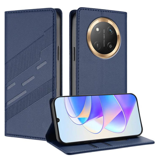 For Honor X9c / Magic7 Lite Embossed Multi-functional Wallet Retro Leather Phone Case(Dark Blue)
