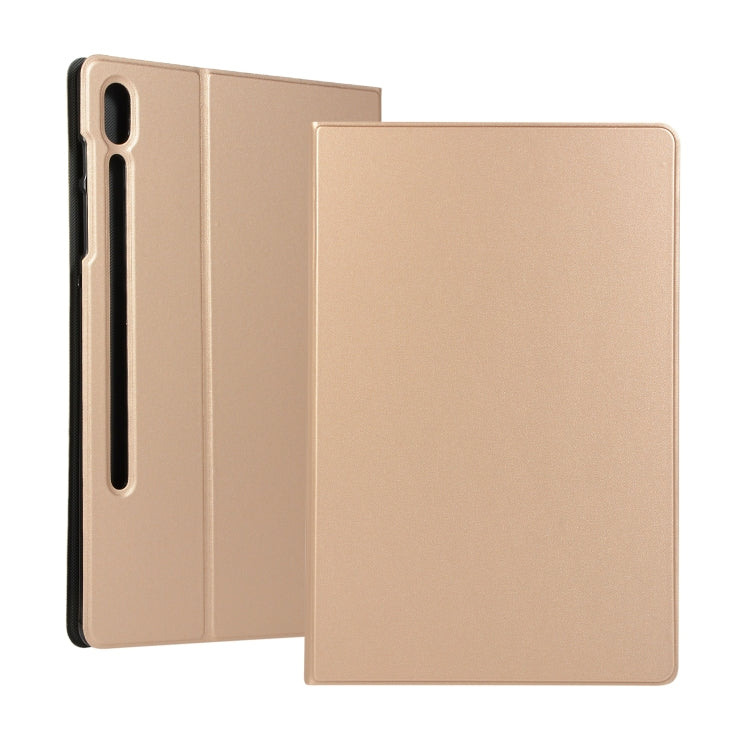For Samsung Galaxy Tab S8+ / Tab S8 Plus / Tab S7 FE / Tab S7+ / T970 Horizontal Flip Elasticity PU + TPU Leather Case with Holder(Gold) by buy2fix