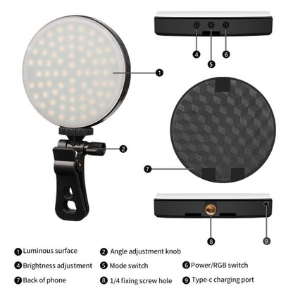 GZ-669 Full Color Round Portable Pocket Fill Light(Cold/Warm/White Light) - Selfie Light by buy2fix | Online Shopping UK | buy2fix