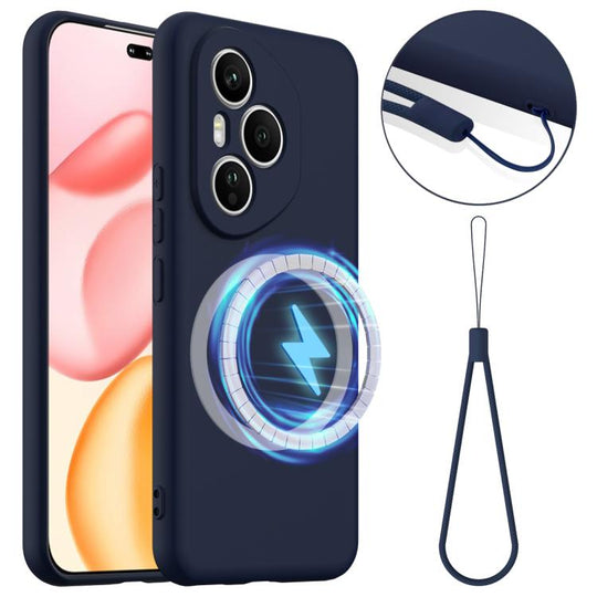For Honor 400 Pro Global 160.8mm Shockproof Silicone Magsafe Phone Case(Navy Blue)