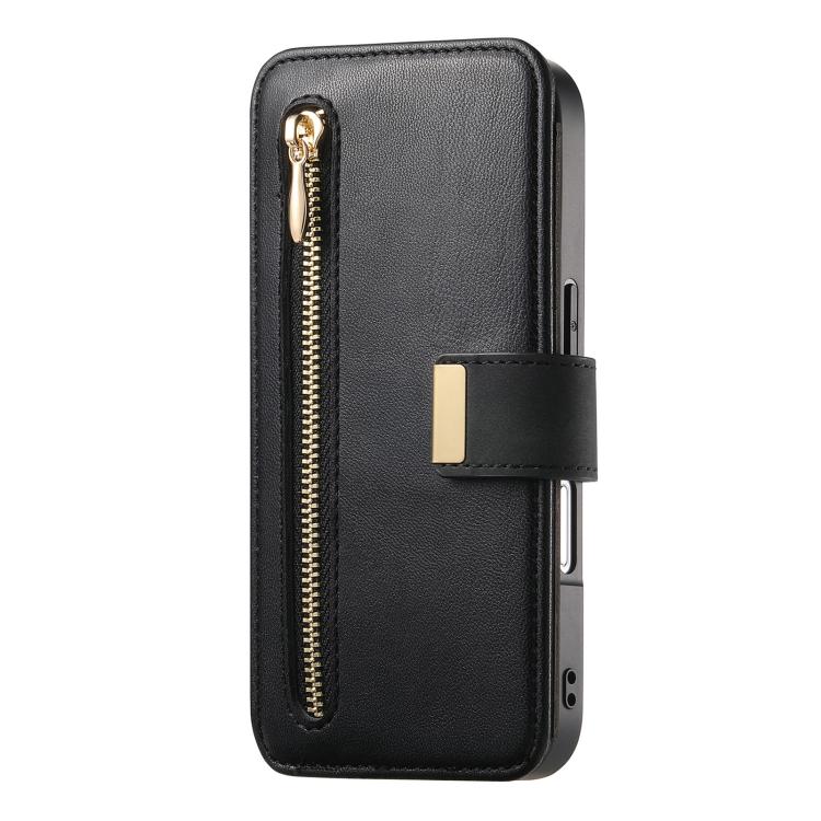 For iPhone 16 Pro Max Ring Zipper Wallet RFID Blocking MagSafe Leather Phone Case(Black) - iPhone 16 Pro Max Cases by buy2fix | Online Shopping UK | buy2fix
