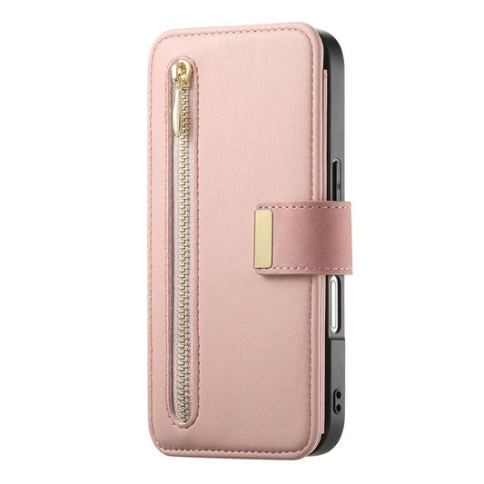 For iPhone 16 Plus Ring Zipper Wallet RFID Blocking MagSafe Leather Phone Case(Pink) - iPhone 16 Plus Cases by buy2fix | Online Shopping UK | buy2fix