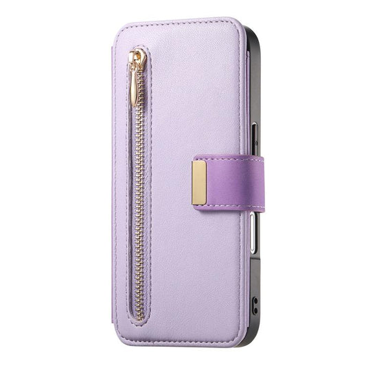 For iPhone 16 Plus Ring Zipper Wallet RFID Blocking MagSafe Leather Phone Case(Purple) - iPhone 16 Plus Cases by buy2fix | Online Shopping UK | buy2fix