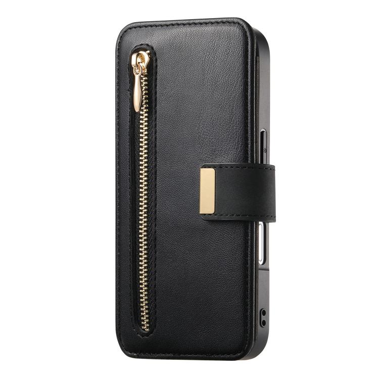 For iPhone 16 Plus Ring Zipper Wallet RFID Blocking MagSafe Leather Phone Case(Black) - iPhone 16 Plus Cases by buy2fix | Online Shopping UK | buy2fix
