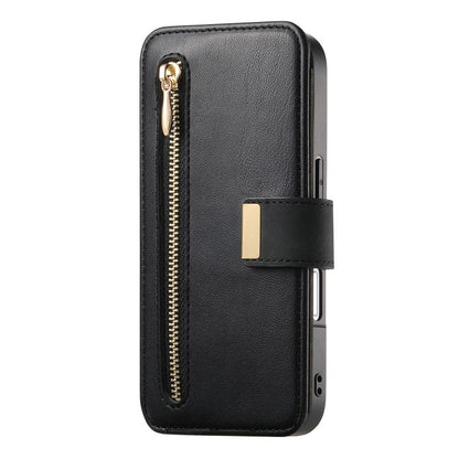 For iPhone 16 Ring Zipper Wallet RFID Blocking MagSafe Leather Phone Case(Black) - iPhone 16 Cases by buy2fix | Online Shopping UK | buy2fix