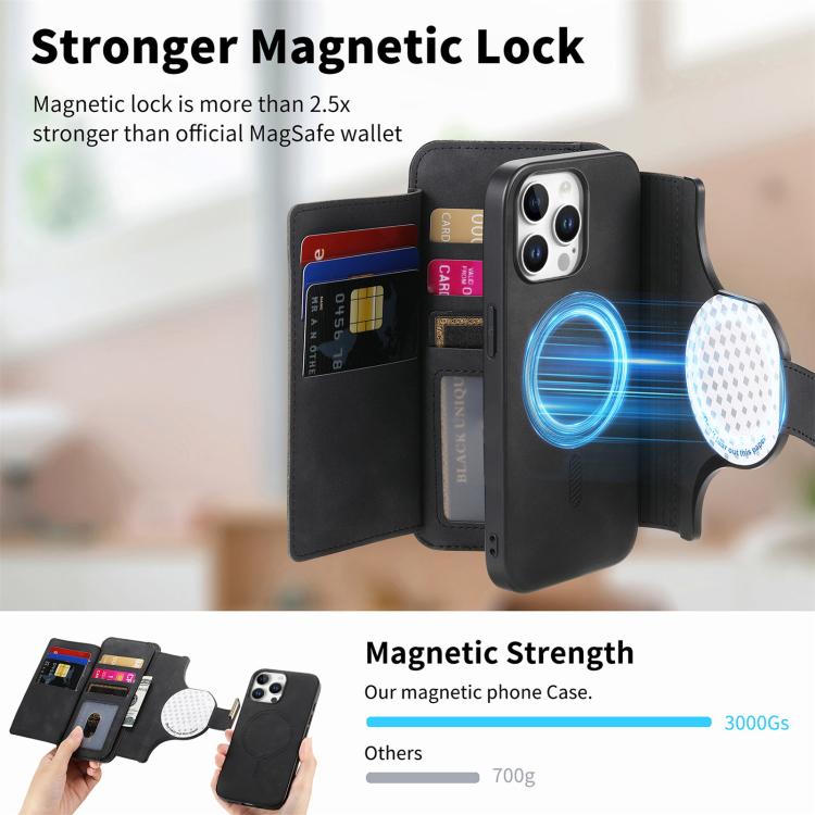 For iPhone 15 Pro Ring Zipper Wallet RFID Blocking MagSafe Leather Phone Case(Black) - iPhone 15 Pro Cases by buy2fix | Online Shopping UK | buy2fix