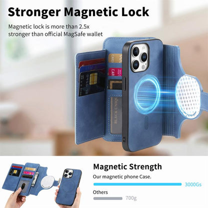 For iPhone 14 Pro Max Ring Zipper Wallet RFID Blocking MagSafe Leather Phone Case(Blue) - iPhone 14 Pro Max Cases by buy2fix | Online Shopping UK | buy2fix