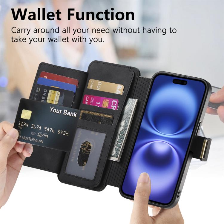 For iPhone 14 Pro Max Ring Zipper Wallet RFID Blocking MagSafe Leather Phone Case(Black) - iPhone 14 Pro Max Cases by buy2fix | Online Shopping UK | buy2fix