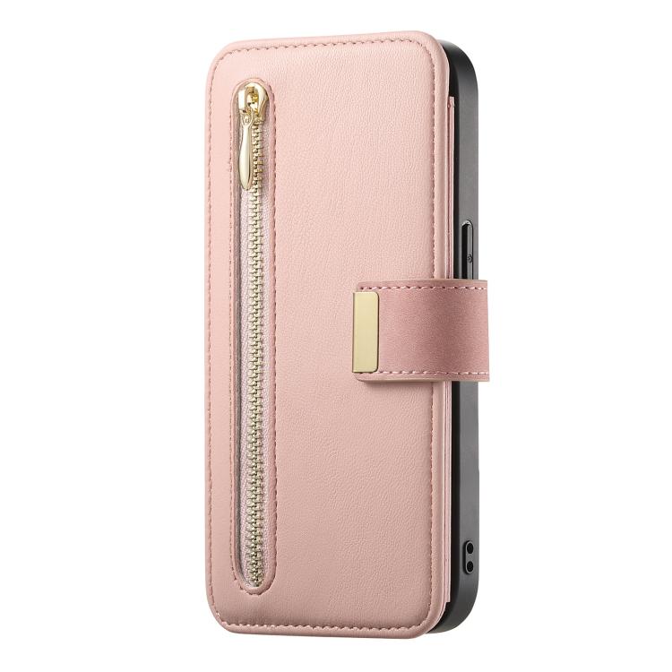 For iPhone 13 Pro Max Ring Zipper Wallet RFID Blocking MagSafe Leather Phone Case(Pink) - iPhone 13 Pro Max Cases by buy2fix | Online Shopping UK | buy2fix