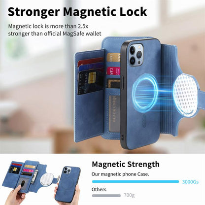 For iPhone 12 Pro Max Ring Zipper Wallet RFID Blocking MagSafe Leather Phone Case(Blue) - iPhone 12 Pro Max Cases by buy2fix | Online Shopping UK | buy2fix