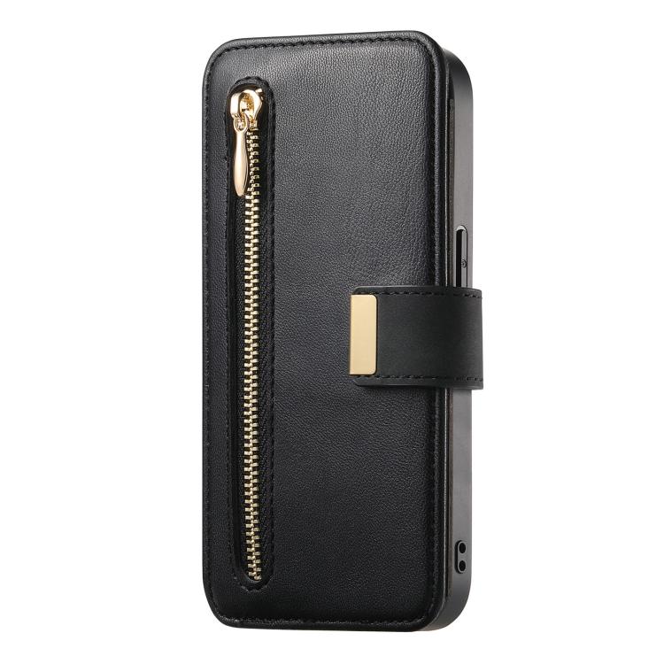 For iPhone 12 Pro Max Ring Zipper Wallet RFID Blocking MagSafe Leather Phone Case(Black) - iPhone 12 Pro Max Cases by buy2fix | Online Shopping UK | buy2fix