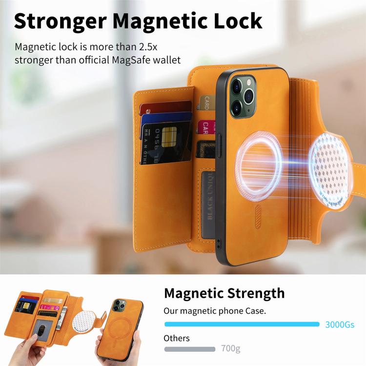 For iPhone 11 Pro Max Ring Zipper Wallet RFID Blocking MagSafe Leather Phone Case(Orange) - iPhone 11 Pro Max Cases by buy2fix | Online Shopping UK | buy2fix