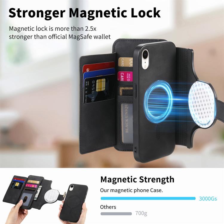 For iPhone XR Ring Zipper Wallet RFID Blocking MagSafe Leather Phone Case(Black) - More iPhone Cases by buy2fix | Online Shopping UK | buy2fix
