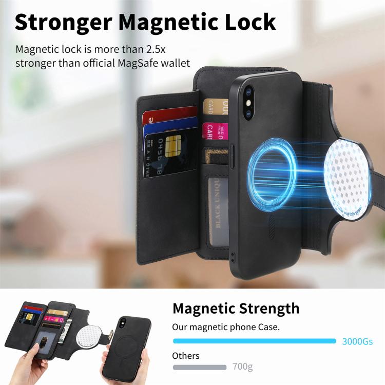 For iPhone XS Max Ring Zipper Wallet RFID Blocking MagSafe Leather Phone Case(Black) - More iPhone Cases by buy2fix | Online Shopping UK | buy2fix