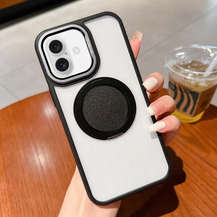 For iPhone 16 Plus Transparent MagSafe Magnetic Holder Phone Case(Black) - iPhone 16 Plus Cases by buy2fix | Online Shopping UK | buy2fix