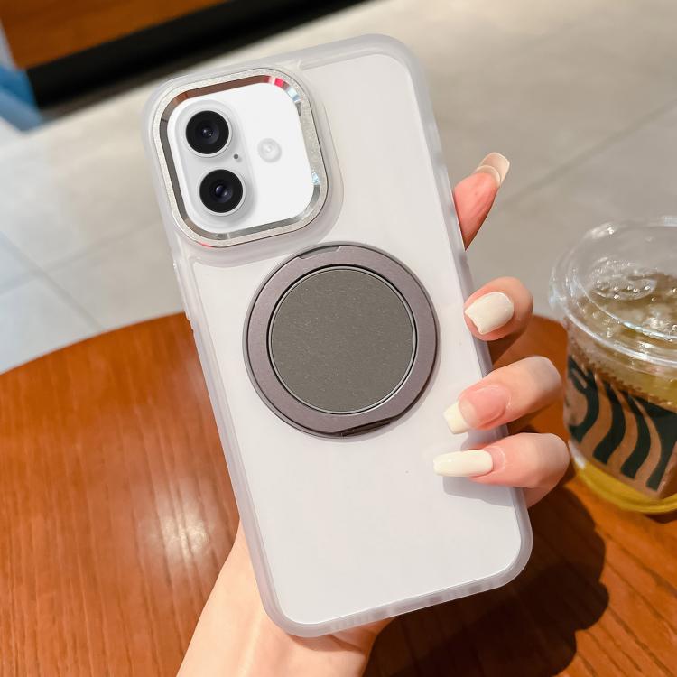 For iPhone 16 Plus Transparent MagSafe Magnetic Holder Phone Case(White) - iPhone 16 Plus Cases by buy2fix | Online Shopping UK | buy2fix