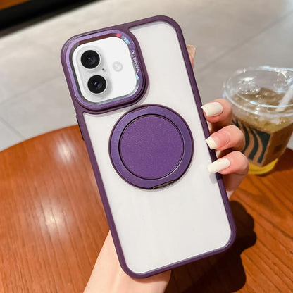 For iPhone 16 Plus Transparent MagSafe Magnetic Holder Phone Case(Purple) - iPhone 16 Plus Cases by buy2fix | Online Shopping UK | buy2fix