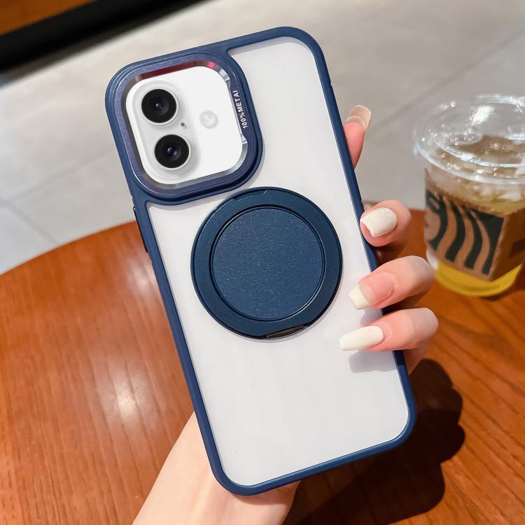 For iPhone 16 Plus Transparent MagSafe Magnetic Holder Phone Case(Blue) - iPhone 16 Plus Cases by buy2fix | Online Shopping UK | buy2fix