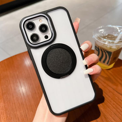 For iPhone 15 Pro Transparent MagSafe Magnetic Holder Phone Case(Black) - iPhone 15 Pro Cases by buy2fix | Online Shopping UK | buy2fix