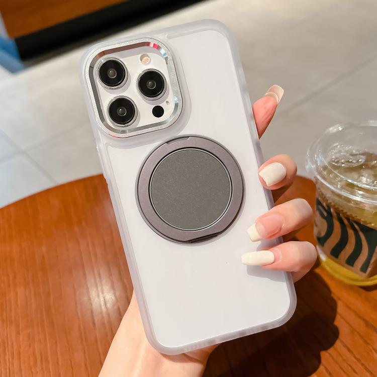 For iPhone 15 Pro Transparent MagSafe Magnetic Holder Phone Case(White) - iPhone 15 Pro Cases by buy2fix | Online Shopping UK | buy2fix