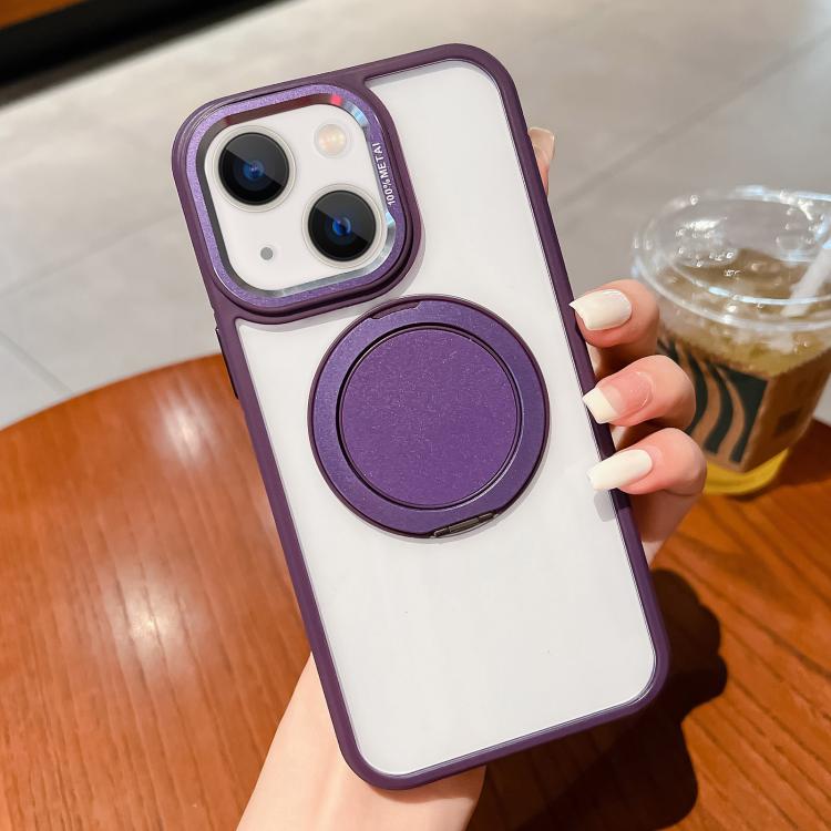 For iPhone 15 Plus Transparent MagSafe Magnetic Holder Phone Case(Purple) - iPhone 15 Plus Cases by buy2fix | Online Shopping UK | buy2fix