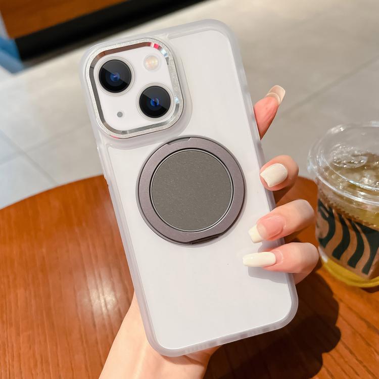 For iPhone 14 Plus Transparent MagSafe Magnetic Holder Phone Case(White) - iPhone 14 Plus Cases by buy2fix | Online Shopping UK | buy2fix