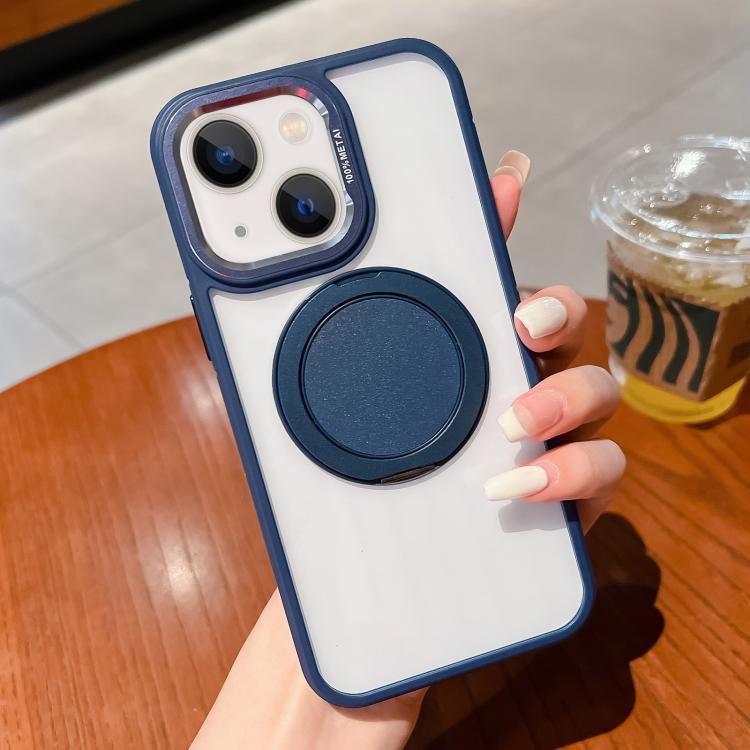 For iPhone 14 Plus Transparent MagSafe Magnetic Holder Phone Case(Blue) - iPhone 14 Plus Cases by buy2fix | Online Shopping UK | buy2fix